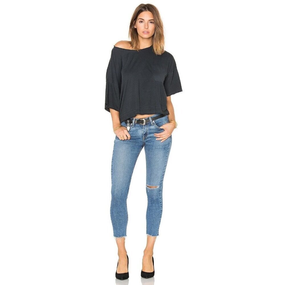 Rag & Bone Skinny Distressed Jeans Raw Hem Denim W1502K520 Bidland Wash Women 26